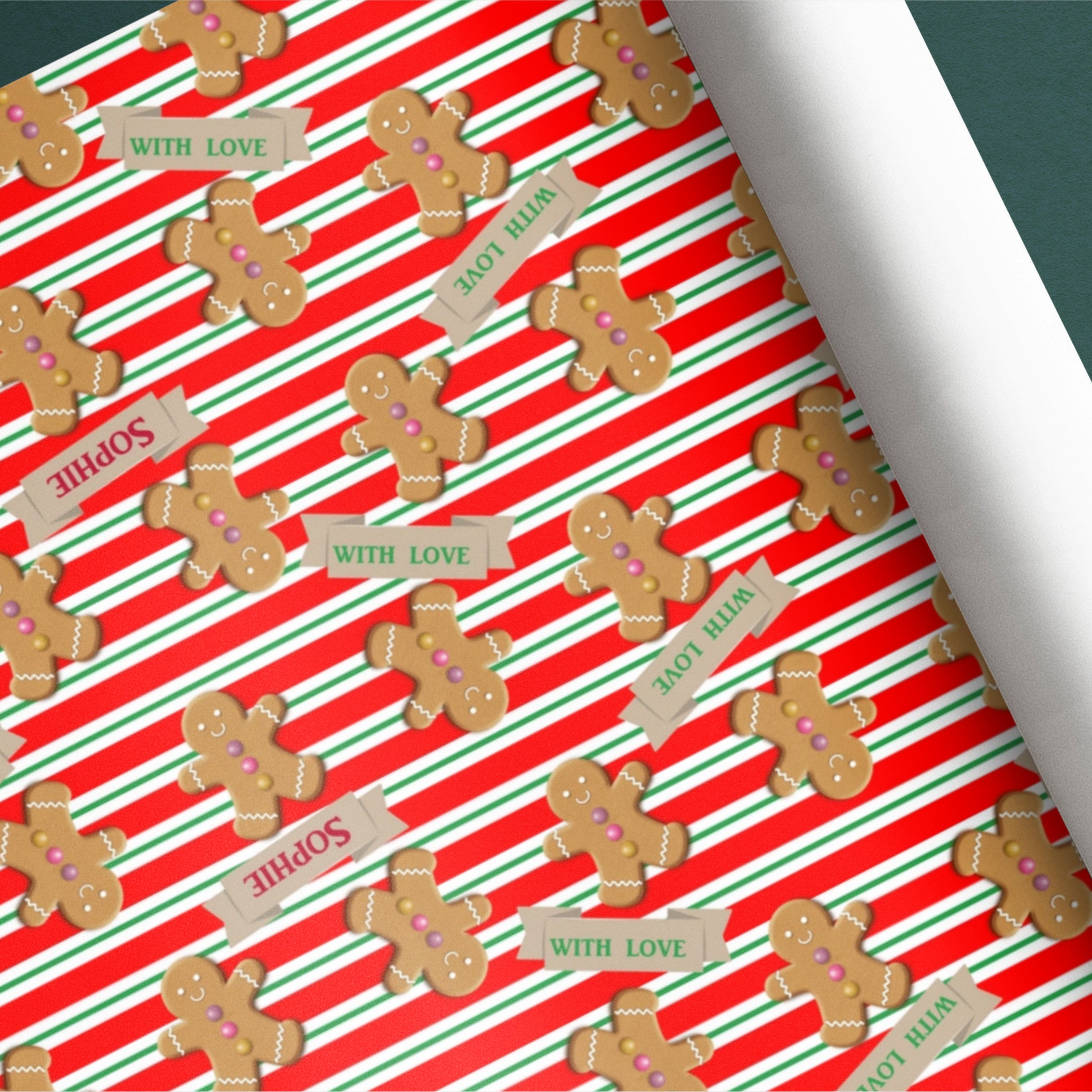 Gingerbread Man Name Gift Wrap