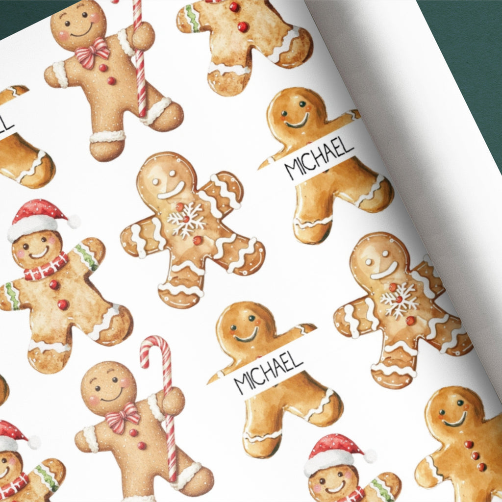 Gingerbread Man Name Gift Wrap