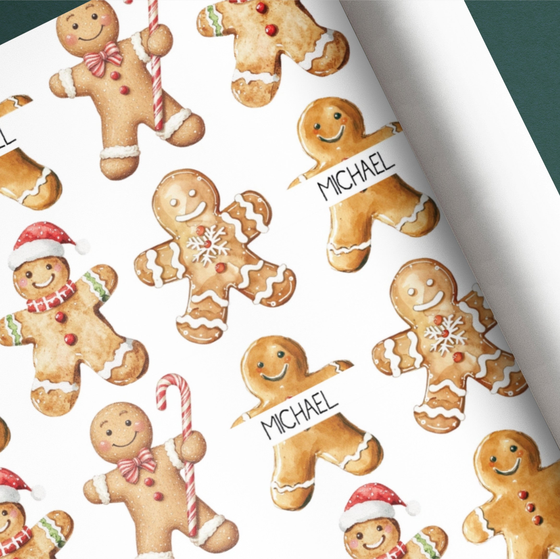 Gingerbread Man Name Gift Wrap