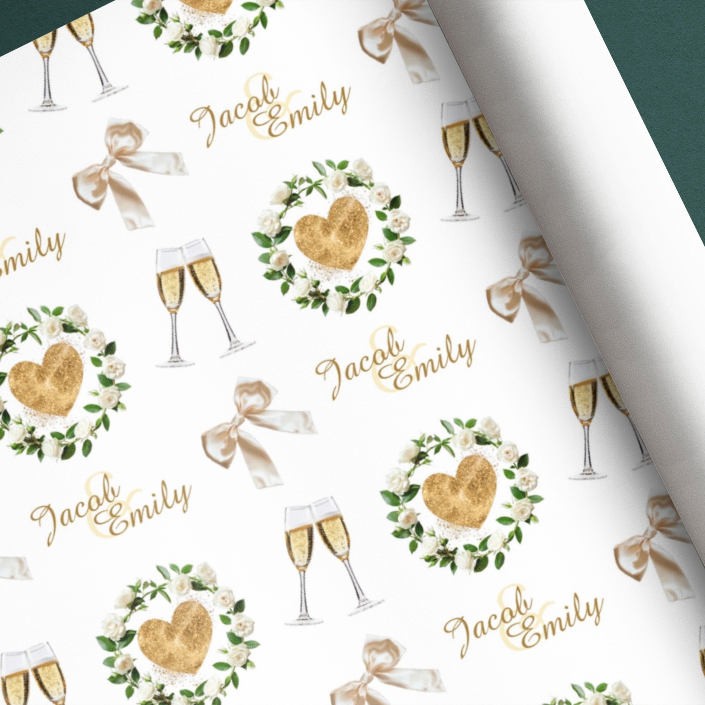 Glass and Flower Wedding Name Gift Wrap