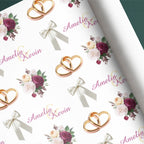 Floral Ring and Flower Wedding Name Gift Wrap