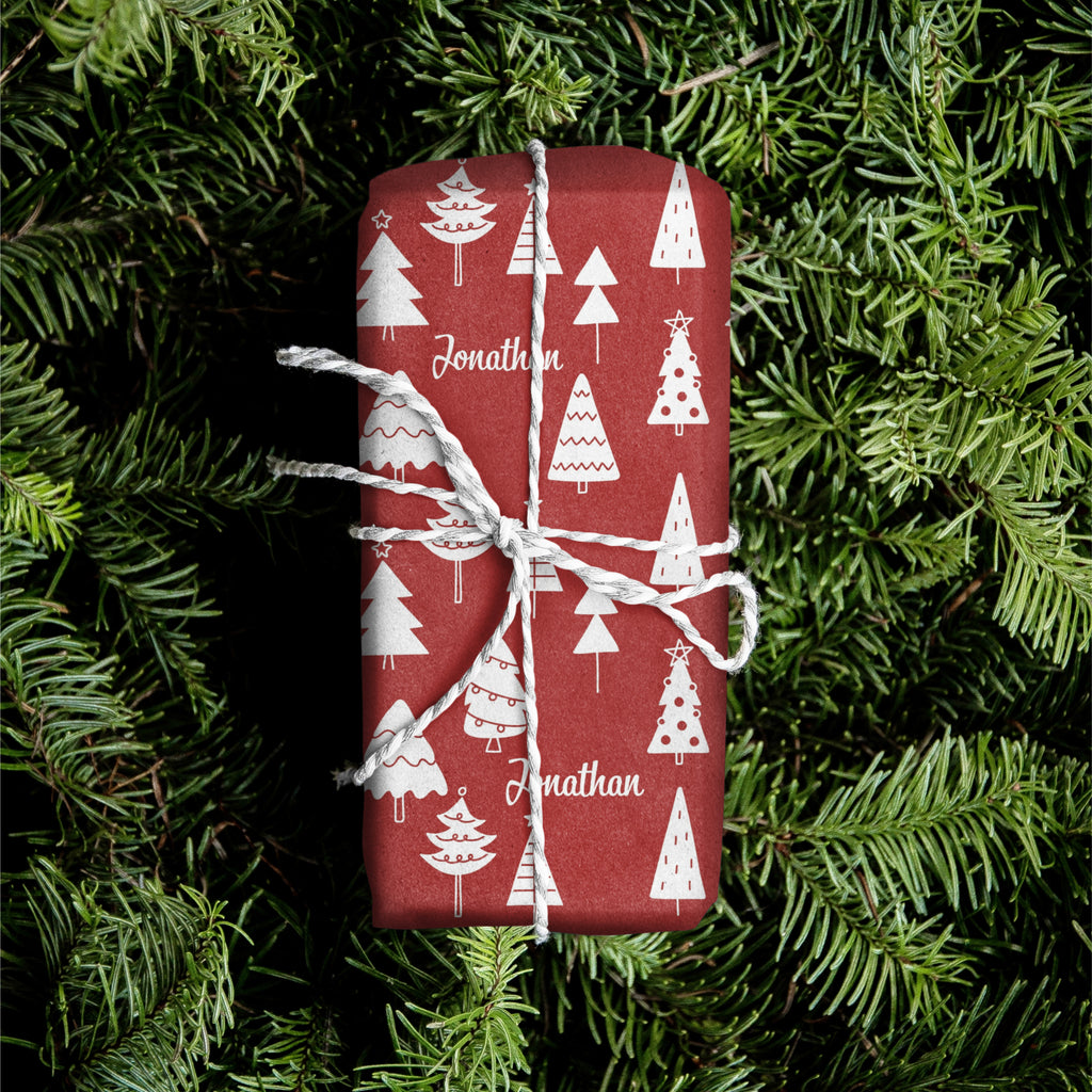 Christmas Trees Name Gift Wrap