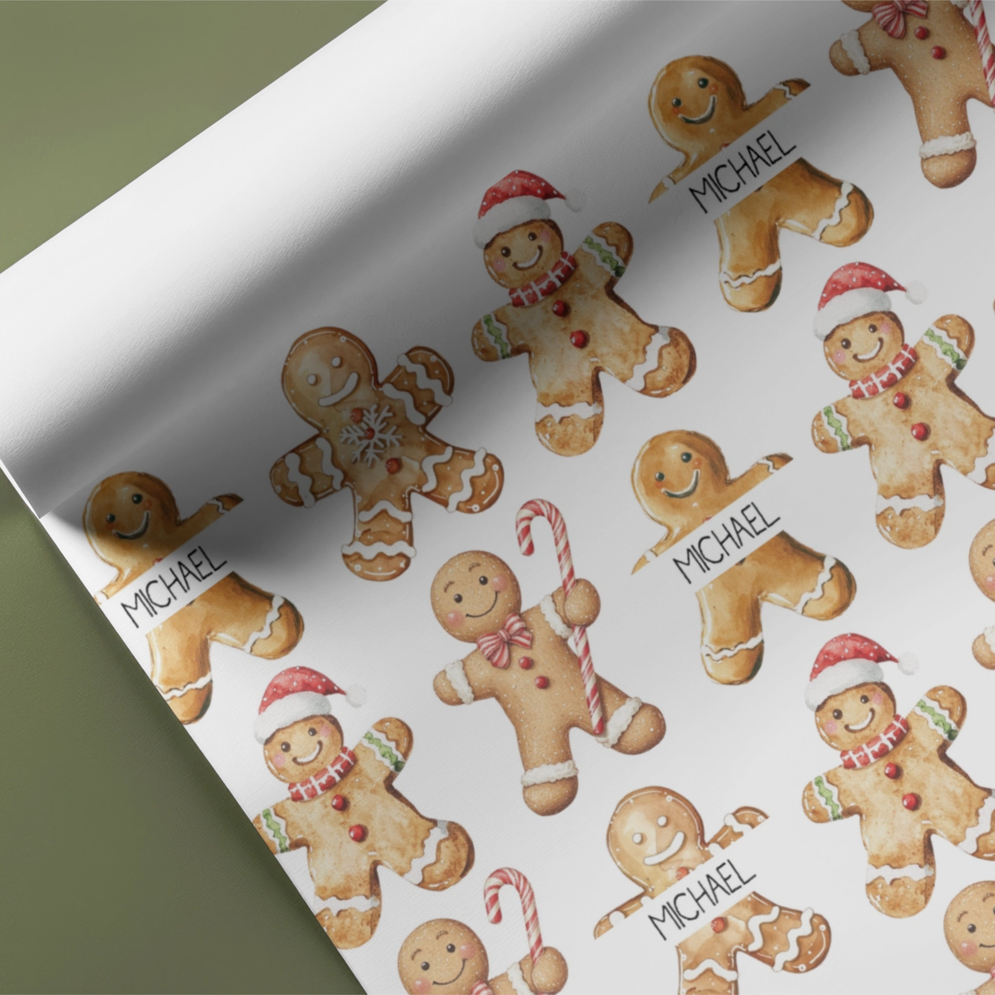 Gingerbread Man Name Gift Wrap