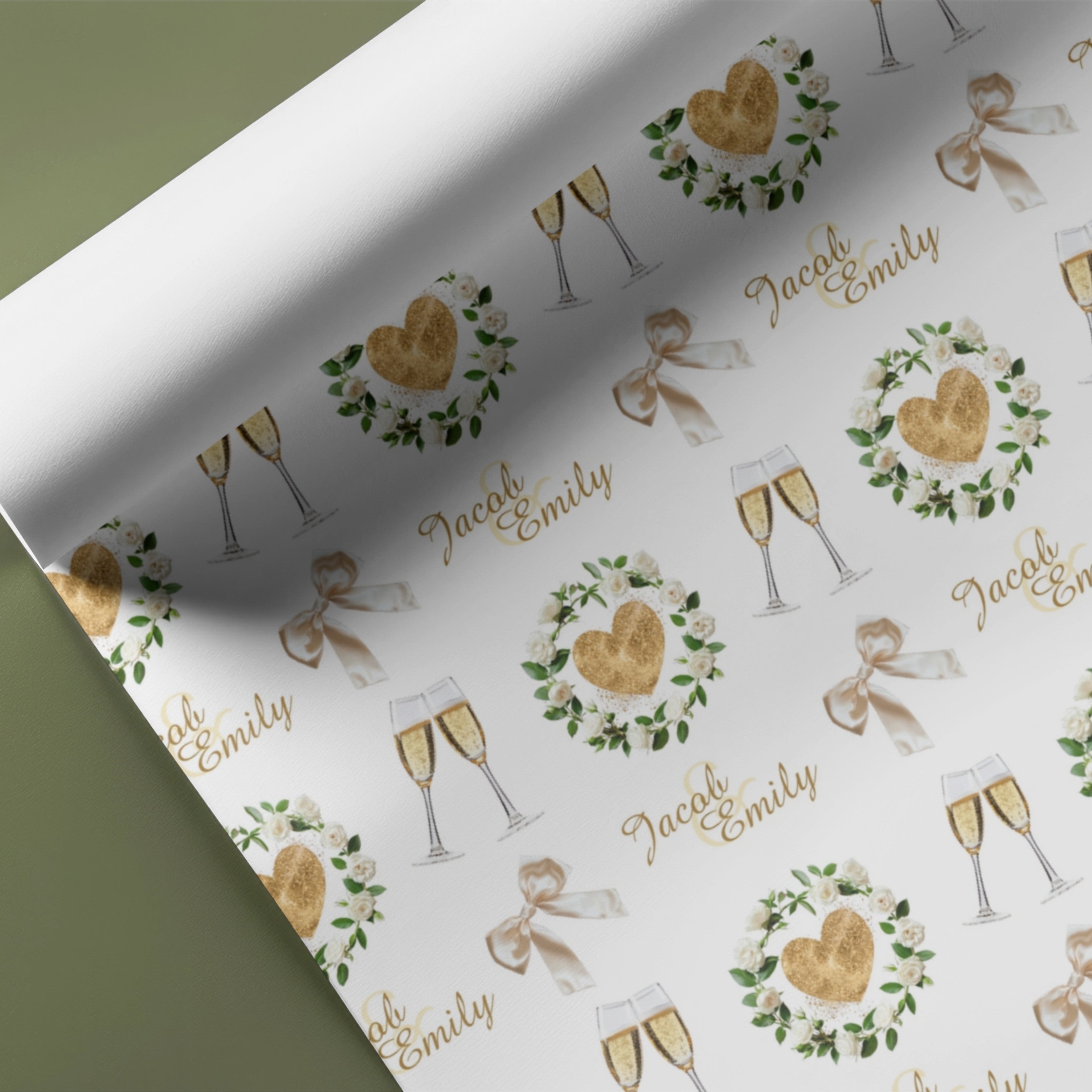 Glass and Flower Wedding Name Gift Wrap