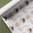 Floral Ring and Flower Wedding Name Gift Wrap